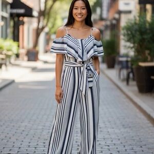 Wrangler Off-Shoulder Striped Jumpsuit